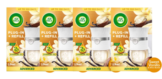  Airwick Sweet Vanilla And Shea Butter Plug In Kit x 4